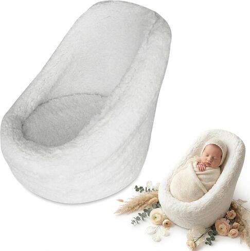 DOITOOL Newborn Chair for Photoshoot, White Baby Photography Props Mini Sofa Newborn Posing Seat Infant Studio Couch Toddler Picture Accessories in Kuwait