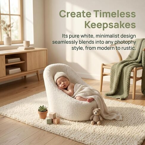 DOITOOL Newborn Chair for Photoshoot, White Baby Photography Props Mini Sofa Newborn Posing Seat Infant Studio Couch Toddler Picture Accessories in Kuwait