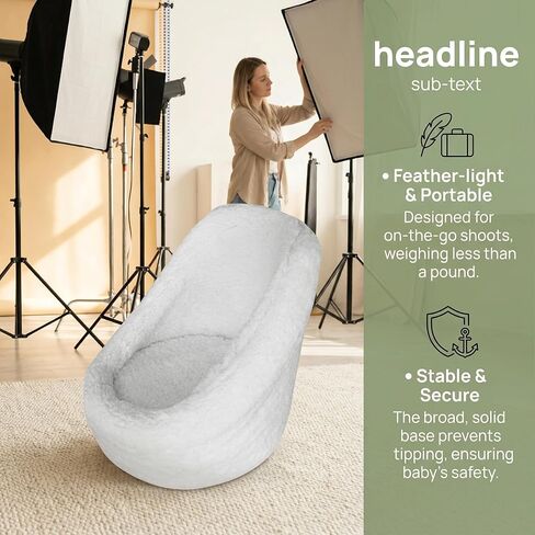 DOITOOL Newborn Chair for Photoshoot, White Baby Photography Props Mini Sofa Newborn Posing Seat Infant Studio Couch Toddler Picture Accessories in Kuwait
