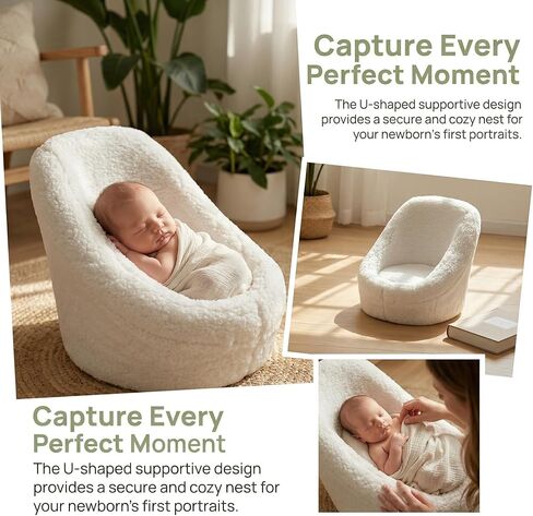 DOITOOL Newborn Chair for Photoshoot, White Baby Photography Props Mini Sofa Newborn Posing Seat Infant Studio Couch Toddler Picture Accessories in Kuwait