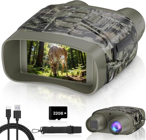 Night Vision Goggles for Adults, 4K Night Vision Binoculars with 5000mAh Rechargeable Battery and 32GB TF Card for Hunting, Wildlife Observation and Security in Saudi Arabia
