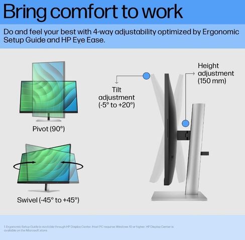 شاشة HP E27 G5 مقاس 27 بوصة FHD IPS مع وقت استجابة 5 مللي ثانية، مضادة للتوهج، خالية من الوميض، سطوع 300 شمعة في المتر المربع، حامل VESA (100 مم)، موسع منفذ HDMI وDockztorm USB، لون أسود/فضي (6N4E2AA#ABA) in Kuwait