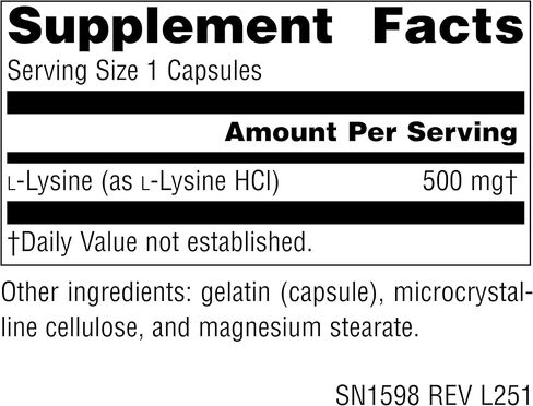 شكل خالٍ من L-Lysine من Source Naturals - مكمل للأحماض الأمينية يدعم تكوين الطاقة والكولاجين - 200 كبسولة in Kuwait
