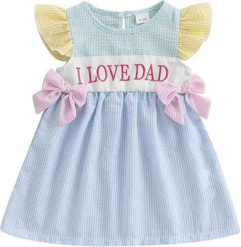 ملابس صيفية للفتيات الصغيرات، فستان عيد الأب بأكمام طويلة، فساتين I Love Dad للأطفال الصغار، ملابس عيد الآباء للفتيات الرضع in Kuwait