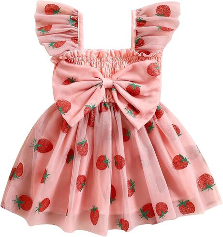 Newborn Baby Girl Strawberry Romper Dress Ruffle Sleeveless Princess Tulle Tutu Romper Birthday Princess Outfit in Saudi Arabia