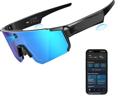 V06 Smart Glasses for Men, Polarized Sunglasses for Cycling, Sports Camera Sunglasses with EIS + Gyro Stabilization, Dual-Mic Noise Canceling, IP66, AI Glasses with ChatGPT in Saudi Arabia