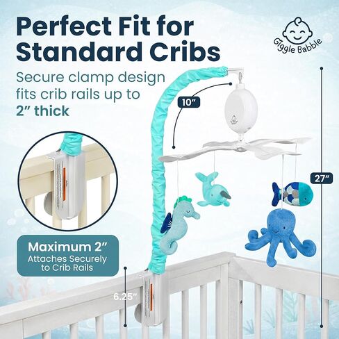 Ocean Baby Mobile with Music – Calming Nautical Crib Mobile with Sea Animals, Soothing Lullabies for Peaceful Sleep, Nursery Decor for Boys or Girls in Kuwait