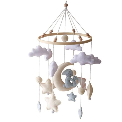 Goodmom Baby Crib Mobile للفتيات النائمة الدب المحمول لسرير الأطفال، لعبة سرير الأطفال المتنقلة لتهدئة النوم الحضانة المحايدة للجنسين - الشمس، القمر، السحابة، الدب (وردي) in Kuwait