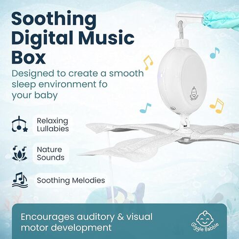 Ocean Baby Mobile with Music – Calming Nautical Crib Mobile with Sea Animals, Soothing Lullabies for Peaceful Sleep, Nursery Decor for Boys or Girls in Kuwait