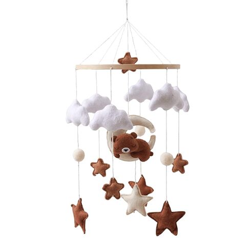 Goodmom Baby Crib Mobile للفتيات النائمة الدب المحمول لسرير الأطفال، لعبة سرير الأطفال المتنقلة لتهدئة النوم الحضانة المحايدة للجنسين - الشمس، القمر، السحابة، الدب (وردي) in Kuwait