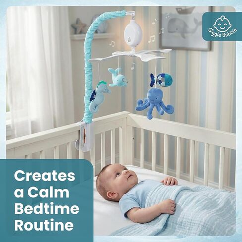 Ocean Baby Mobile with Music – Calming Nautical Crib Mobile with Sea Animals, Soothing Lullabies for Peaceful Sleep, Nursery Decor for Boys or Girls in Kuwait
