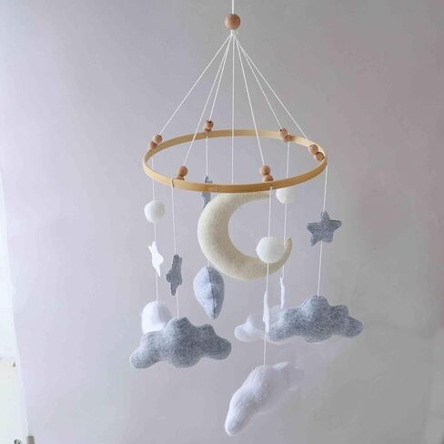 Goodmom Baby Crib Mobile للفتيات النائمة الدب المحمول لسرير الأطفال، لعبة سرير الأطفال المتنقلة لتهدئة النوم الحضانة المحايدة للجنسين - الشمس، القمر، السحابة، الدب (وردي) in Kuwait