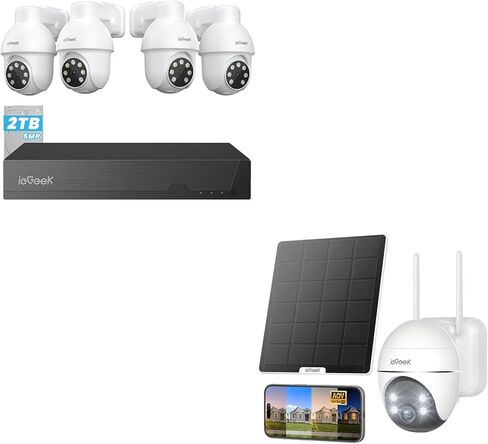 نظام كاميرا أمان ieGeek 8MP PoE مع كاميرات أمان تعمل بالطاقة الشمسية AOV لاسلكية في الهواء الطلق in Kuwait