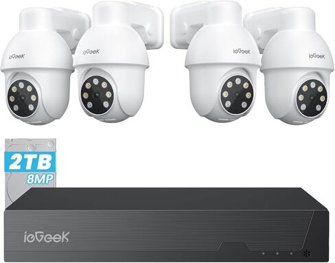 نظام كاميرا أمان ieGeek 8MP PoE مع كاميرات أمان تعمل بالطاقة الشمسية AOV لاسلكية في الهواء الطلق in Kuwait