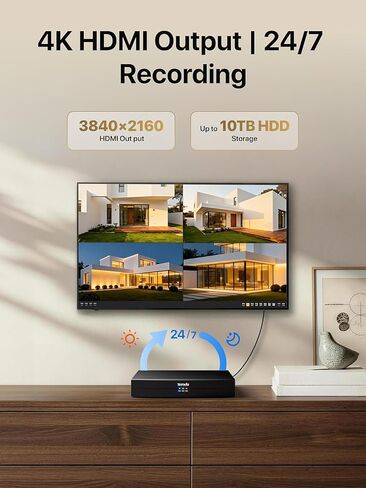 نظام كاميرا أمان Tenda TK4P-4BC 4K PoE، كاميرات رصاصة 4X 4MP HD، 4K NVR (حتى 10 تيرابايت)، ONVIF، H.265+، IP67 مقاوم للطقس، تنبيهات الحركة، الوصول عن بعد، مجموعة مراقبة داخلية وخارجية للأعمال in Kuwait