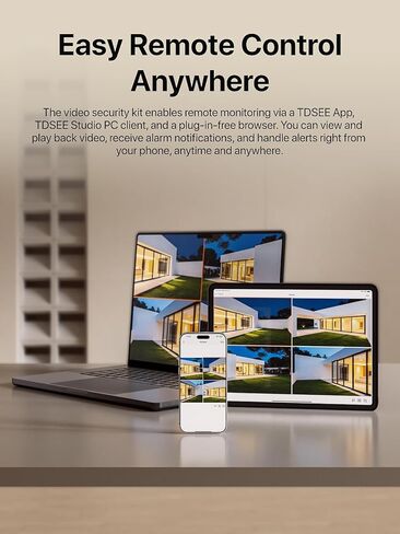 نظام كاميرا أمان Tenda TK4P-4BC 4K PoE، كاميرات رصاصة 4X 4MP HD، 4K NVR (حتى 10 تيرابايت)، ONVIF، H.265+، IP67 مقاوم للطقس، تنبيهات الحركة، الوصول عن بعد، مجموعة مراقبة داخلية وخارجية للأعمال in Kuwait