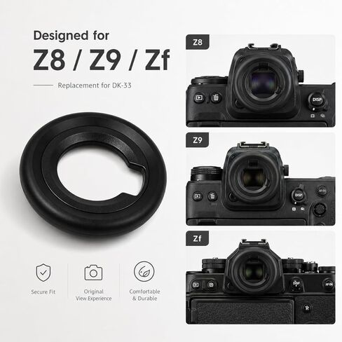 عدسة عينية Z8 Z9 Zf DK-33 ممتدة، محدد منظر دائري من السيليكون الناعم مع كوب عين أعمق، مصمم لنيكون Z8 Z9 Z 8 Z 9 Zf Z f بديل لفنجان العين المطاطي Nikon DK-33 Hxdzieory in Kuwait