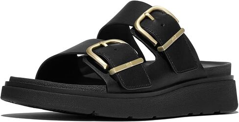 FitFlop Women's Gen-FF Buckle Two-Bar Leather Slides | Durable Casual Summer Sandals w/Arch Support & Cushioned Chunky Sole in Saudi Arabia