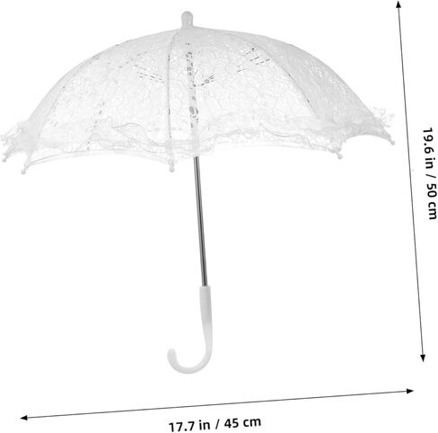 STOBOK Small Vintage Wedding Bride Parasol, White Lace Umbrella with Handle for Weeding, Photo Props, Party Decorations, 19 5x16.38 inch in Kuwait