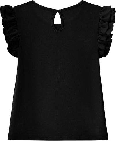Toddler Girls Blouse Ruffle Sleeve Short Sleeve Basic T Shirt Casual Plain Solid Tee Tops in Kuwait