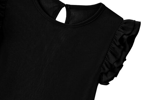 Toddler Girls Blouse Ruffle Sleeve Short Sleeve Basic T Shirt Casual Plain Solid Tee Tops in Kuwait