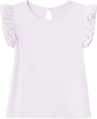 Toddler Girls Blouse Ruffle Sleeve Short Sleeve Basic T Shirt Casual Plain Solid Tee Tops in Kuwait