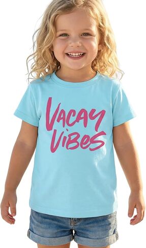 CM C&M WODRO Toddler Boy Girl Vacation Shirt Vacay Vibes T-Shirt Kid Hawaii Beach Graphic Tee Short Sleeve Summer Trip Top in Saudi Arabia