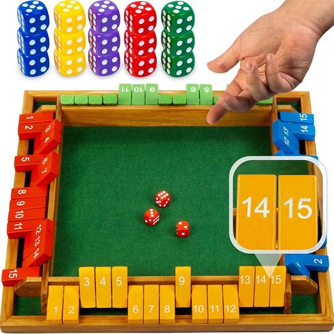 Queensell Premium 4-Way 15 Numbers Color Shut The Box Game in Saudi Arabia