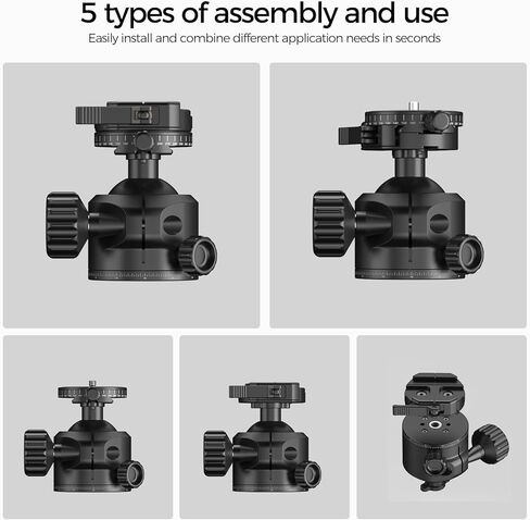 FANAUE Low Profile Camera Tripod Ball Head Mount, 55mm Tripod BallHead with 360° Swivel & 90° Tilt Panoramic Compatible with Arca, (XB-55T) in Kuwait