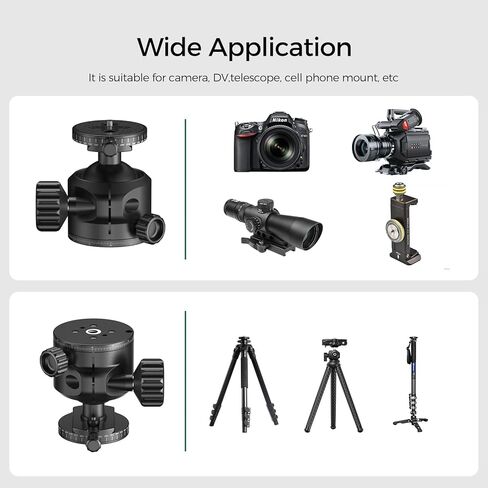 FANAUE Low Profile Camera Tripod Ball Head Mount, 55mm Tripod BallHead with 360° Swivel & 90° Tilt Panoramic Compatible with Arca, (XB-55T) in Kuwait