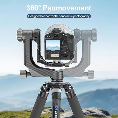 حامل ثلاثي القوائم من الكربون Gimbal من WEYLLAN PH9 مثبت احترافي عالي التحمل للكاميرا مع لوحة تحرير Arca سويسرية 1/4 بوصة و3/8 بوصة للعدسات المقربة والتصوير الفوتوغرافي للحياة البرية، تحميل 44 رطل/20 كجم in Kuwait