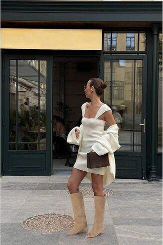 Peep Toe Knee High Boots for Women Suede Pull On Wedge Heel Long Tall Boots Fashion High Heel Dress Booties in Saudi Arabia