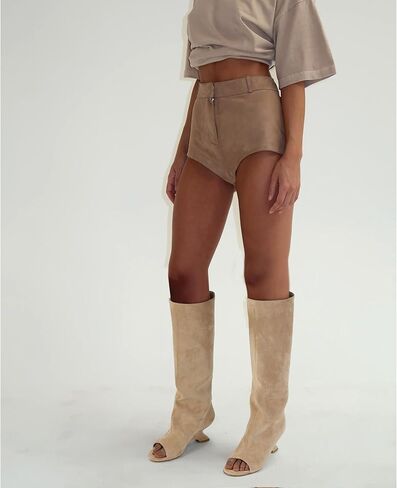 Peep Toe Knee High Boots for Women Suede Pull On Wedge Heel Long Tall Boots Fashion High Heel Dress Booties in Saudi Arabia