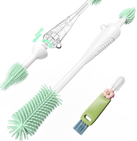 Food-Grade Silicone Cleaning Brush Kit, 6 in 1 Cup Lid Cleaning Brush, Portable Bottle Brush Set, Water Bottle Cleaner for Bottles and Crevices, No Scratch Baby Bottle Brush Tool for Home and Travel in Kuwait