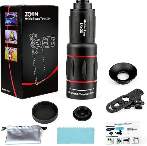 18x Zoom High-Powered Monocular for Concerts Bird Watching - HD Optics, Clear Low Light View, Perfect for Travel & Hiking in Kuwait