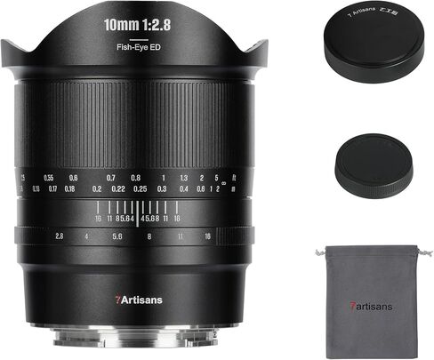 7artisans 10 مم F2.8 II عدسة عين السمكة ذات الإطار الكامل بزاوية واسعة للغاية 185 درجة تركيز يدوي لكاميرات Canon RF بدون مرآة، EOS R، R3، RP، R5، R6 in Kuwait