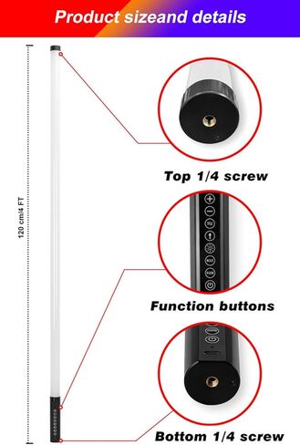 4Pack TL-130Pro RGB LED Tube Lights 4ft Stand with Case 5000mAh Battery Powered APP Control Music Sync 500+ Effects dj Lights Stick for Parties Studio Photography Wedding Booth Stage Lighting in Kuwait