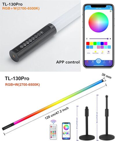 4Pack TL-130Pro RGB LED Tube Lights 4ft Stand with Case 5000mAh Battery Powered APP Control Music Sync 500+ Effects dj Lights Stick for Parties Studio Photography Wedding Booth Stage Lighting in Kuwait