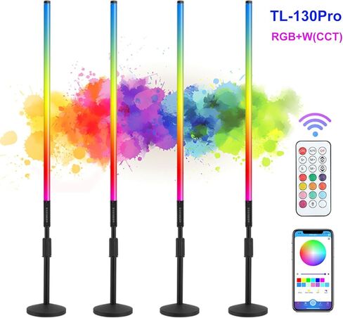 4Pack TL-130Pro RGB LED Tube Lights 4ft Stand with Case 5000mAh Battery Powered APP Control Music Sync 500+ Effects dj Lights Stick for Parties Studio Photography Wedding Booth Stage Lighting in Kuwait