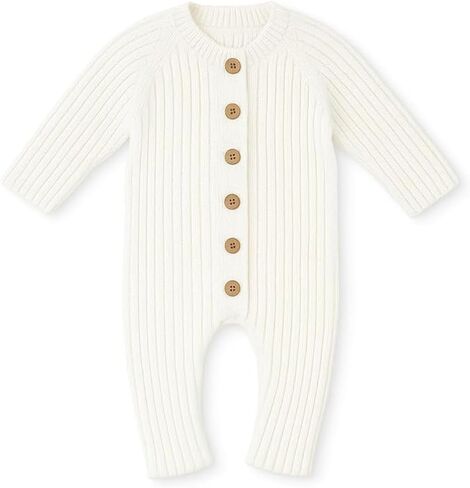 Newborn to 12 Months 100% Cotton Knitted Baby Romper Sweater, Soft Long Sleeve One-Piece Outfit for Infant in Kuwait