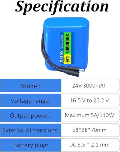 XXSTAR DC 24V 3000mAh Rechargeable Lithium Battery Pack Large Capacity for Street Lamps,Motors,Backup Power Supplies in Kuwait