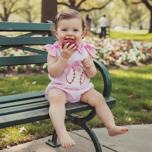 Newborn Baby Girl Baseball Outfit Bow Baseball Bubble Romper Sleeveless Overalls Plaid Bodysuit Infant Summer Clothes in Saudi Arabia