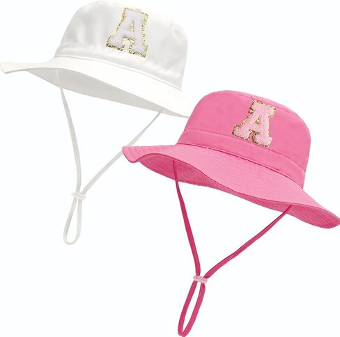2 Pack Toddler Baby Kids Sun Hat UPF 50+ Adjustable Bucket Hat with Wide Brim Beach Cap for Boys Girls 6-24M 2-7Y Outdoor in Kuwait