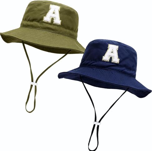 2 Pack Toddler Baby Kids Sun Hat UPF 50+ Adjustable Bucket Hat with Wide Brim Beach Cap for Boys Girls 6-24M 2-7Y Outdoor in Kuwait