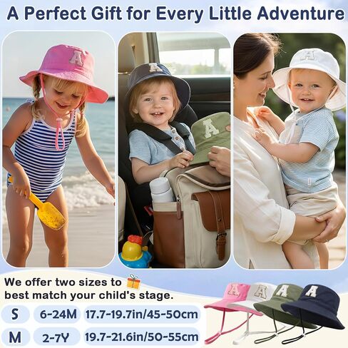 2 Pack Toddler Baby Kids Sun Hat UPF 50+ Adjustable Bucket Hat with Wide Brim Beach Cap for Boys Girls 6-24M 2-7Y Outdoor in Kuwait