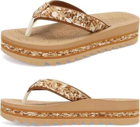 ONCAI Flip Flops for Women, Fashion Printed Platform Sandals Woman with Arch Support Yoga Mat Cushion, Lightweight Summer Beach Outdoor Chunky Non-Slip Rubber Soles US Size 5-11 in Saudi Arabia