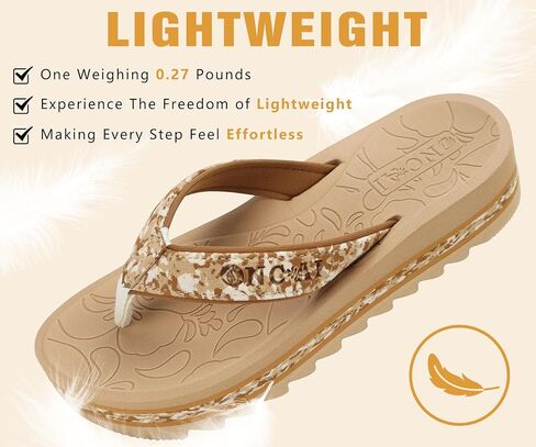ONCAI Flip Flops for Women, Fashion Printed Platform Sandals Woman with Arch Support Yoga Mat Cushion, Lightweight Summer Beach Outdoor Chunky Non-Slip Rubber Soles US Size 5-11 in Saudi Arabia