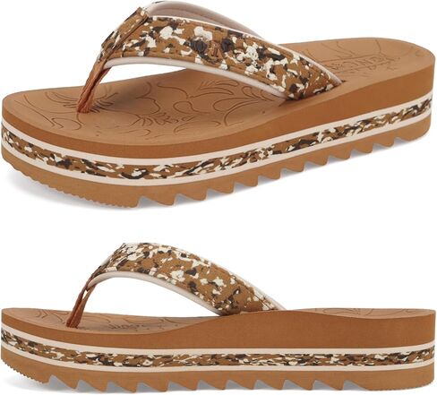ONCAI Flip Flops for Women, Fashion Printed Platform Sandals Woman with Arch Support Yoga Mat Cushion, Lightweight Summer Beach Outdoor Chunky Non-Slip Rubber Soles US Size 5-11 in Saudi Arabia
