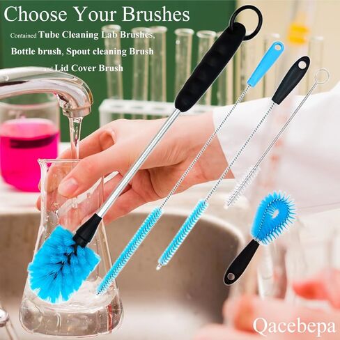5-in-1 Tumbler Brush Cleaner Set, Cleaning Brush Washing Straw Tube lab Cleaning with Long Handle, for Water Bottle Brush Washing Coffee Mug Kettle Decanter Pipes lids Sinks Cap Covers in Kuwait