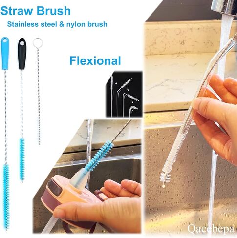 5-in-1 Tumbler Brush Cleaner Set, Cleaning Brush Washing Straw Tube lab Cleaning with Long Handle, for Water Bottle Brush Washing Coffee Mug Kettle Decanter Pipes lids Sinks Cap Covers in Kuwait